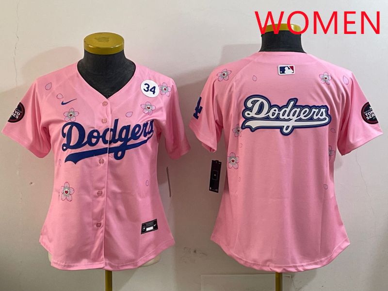 Women Los Angeles Dodgers Blank Pink Sakura Edition 2025 Nike MLB Jersey style 16